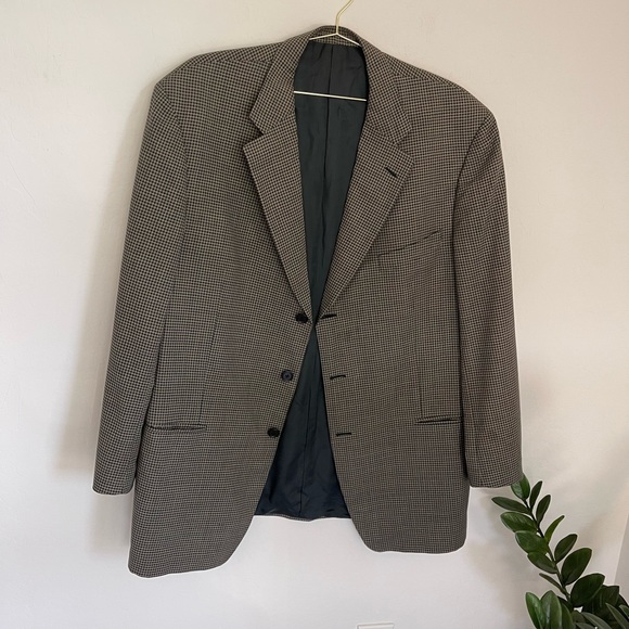 ERMENEGILDO ZEGNA Vintage Gingham Suit Jacket Sports Blazer Size 46R US - Picture 3 of 12